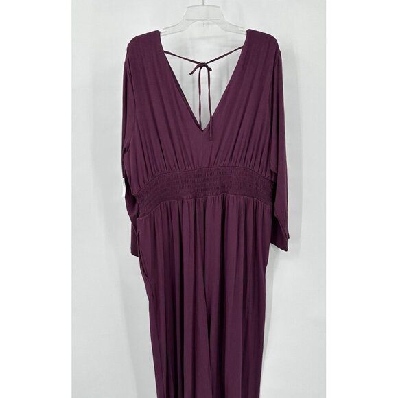 NEW OLD NAVY jumpsuit v neck wide leg knit waist defined cherry bark plus XXL - Picture 9 of 14